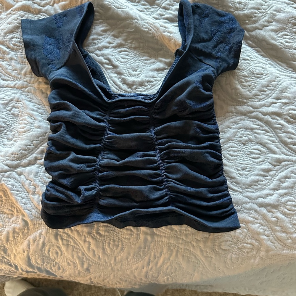 Elegant Navy Ruched Women's Top (free people)